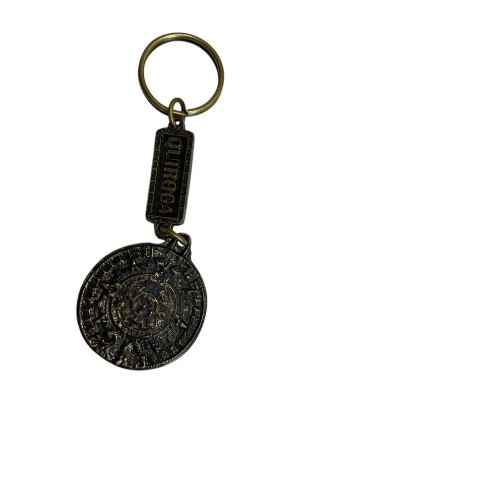 Aztec Mayan Native Brass Keychain Llavero Western Rodeo Cowboy Vaquero Southwest